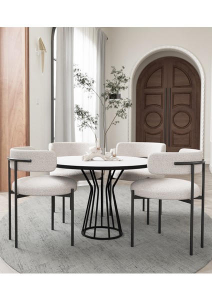 Tekno Trust 90 x 90 Metal Teddy Sandalye 90X90 Yuvarlak Kum Saati Ayak Mutfak Masası Takımı Yemek Masası Takımı modelleri