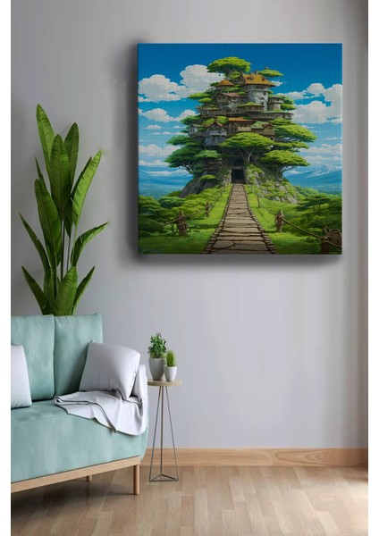 Ağaç Ev Dekoratif Kanvas Tablo, Modern Kanvas Tablo