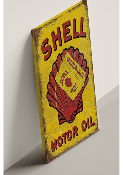 Shell Motor Yağı Tabelası Dekoratif Kanvas Tablo, Modern Kanvas Tablo