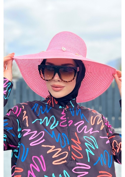 Hasır Şapka Deniz Kabuklu Pembe Rş-55