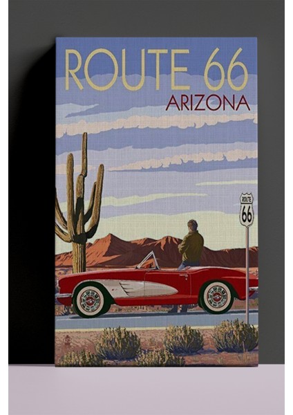 Route 66 Arizona Dekoratif Kanvas Tablo, Modern Kanvas Tablo