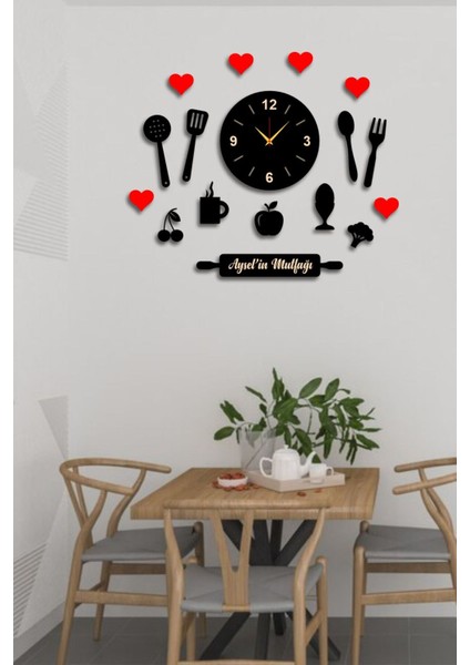 Tekno Trust Geleneksel Isimli Dekoratif Mutfak Saati 70 x 60 Siyah fiyatları