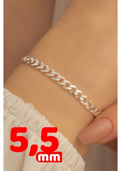 Kadın Bileklik 5.5 mm Gümüş Gurmet Model Kadın Bileklik