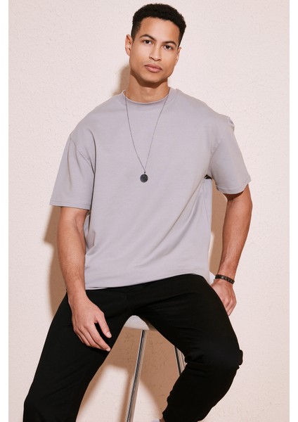 Pamuklu Bisiklet Yaka Relaxed Fit Basic T Shirt Erkek T Shirt 5902610