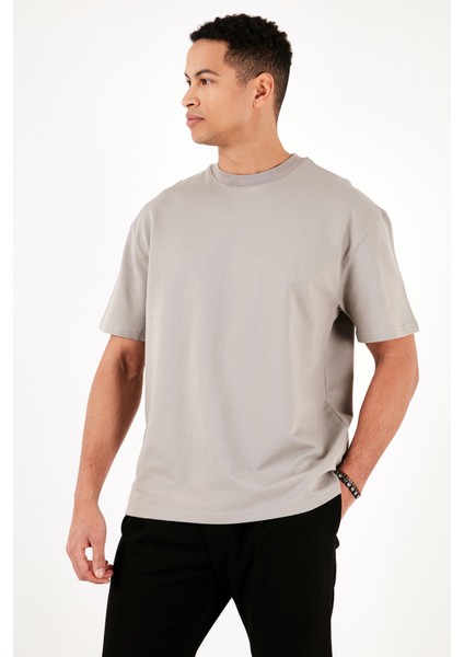 Pamuklu Bisiklet Yaka Relaxed Fit Basic T Shirt Erkek T Shirt 5902610