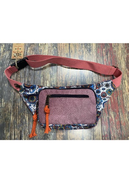 Street Bag Unisex Etnik Otantik Bohem Günlük Seyehat Bel Çantası Çok Cepli Suya Dayanıklı Pembe