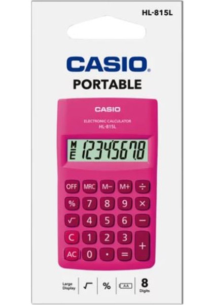 HL-815L-PK 8 Hane Pembe Cep Tipi Hesap Makinesi