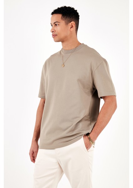 Pamuklu Bisiklet Yaka Relaxed Fit Basic T Shirt Erkek T Shirt 5902610