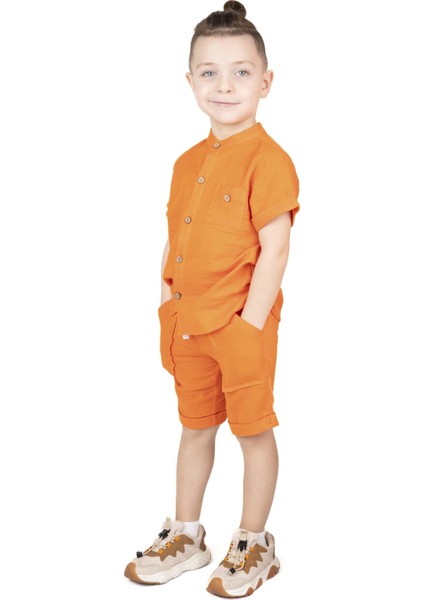 Erkek Çocuk Dik Yakalı Gömlek