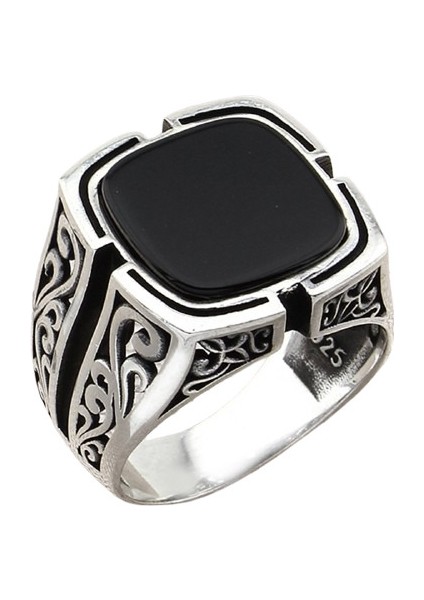 Erkek Yüzük Gümüş 925 Modern ve Otantik Desenli