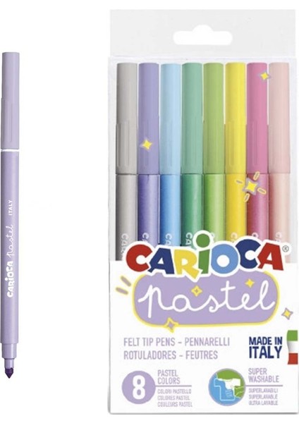 Carioca Pastel Süper Yıkanabilir Keçeli Boya Kalemi 8'li