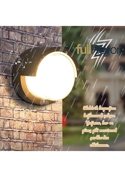 3000K, 12 Watt Gün Işığı Ledli Bahçe, Balkon, Salon, Teras, Kamelya Apliği, Dış Mekan LED Armatür