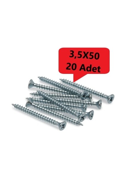 Sunta Vidası 3,5X50, 20 Adet Tam Diş SNT YHB Vida