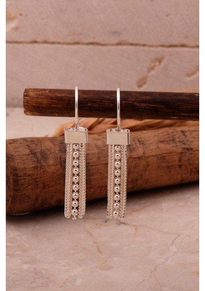 Hasır Elişi Gümüş Küpe 6846