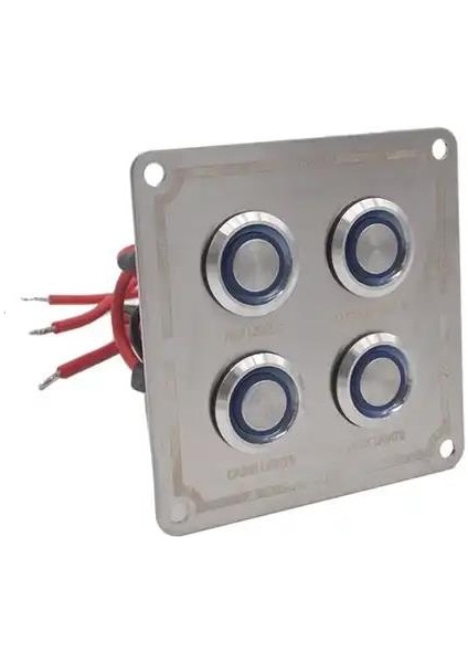 Krom 4'lü Switch Panel Sigortalı Mavi Işıklı