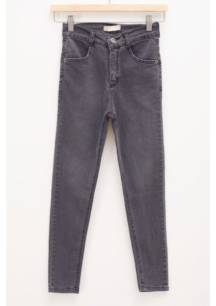 Koyu Gri Likralı Kız Çocuk Basic Jean Pantolon 17759