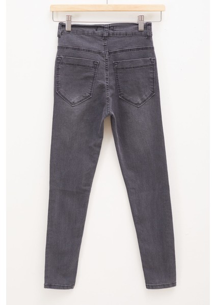 Koyu Gri Likralı Kız Çocuk Basic Jean Pantolon 17759
