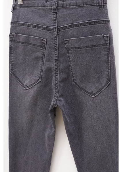 Koyu Gri Likralı Kız Çocuk Basic Jean Pantolon 17759