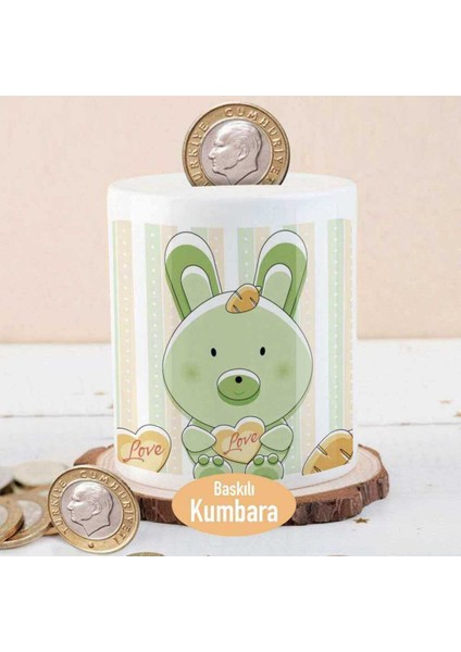 Tekno Trust Beyaz Mutlu Sevimli Tavşancık Baskılı Para Birikim KUMBARASI-118