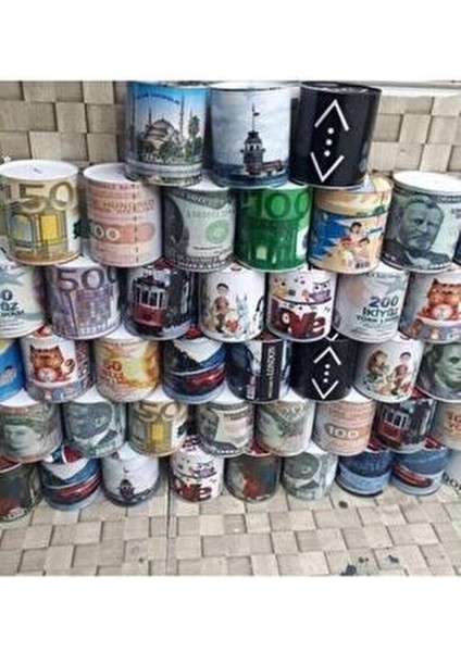 Tekno Trust Metal Kumbara Büyük Boy Metal Kumbara Rengarenk Desenli Metal Kumbara