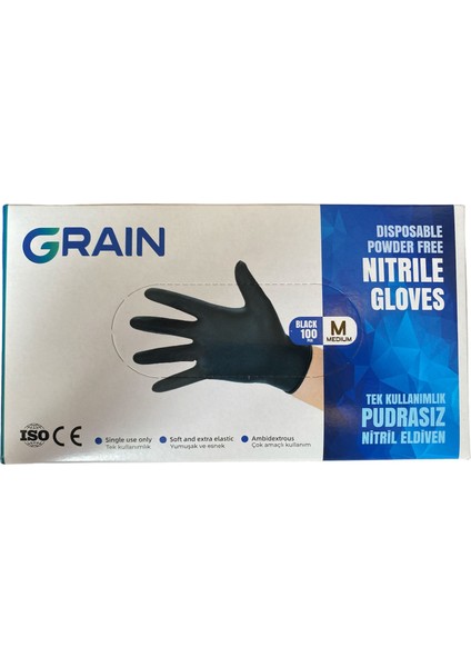 Siyah Pudrasız Nitril Çok Amaçlı Muayene Temizlik Eldiveni Medium 100 Lü Grain