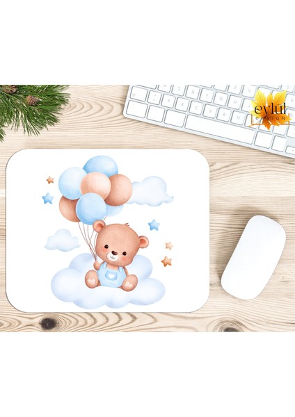 Sevimli Ayıcık Baskılı Özel Tasarım Dikdörtgen Kaydırmaz Mousepad