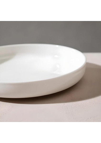 Tekno Trust Yuvarlak Modern Krem 24 cm Büyük Boy Porselen Salata Kasesi Sunum Servis Tabağı 24 x 24 Sunum Tabağ fiyatları