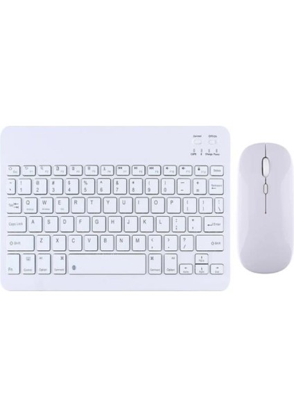 Huawei Matepad Pro 10.8" Uyumlu Kablosuz Bluetooth Şarj Edilebilir Mini Q Klavye Mouse Seti - Beyaz