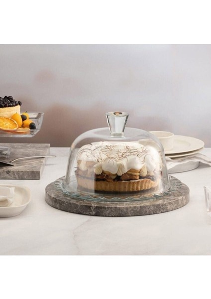 Tekno Trust Cam Patisseria Kek Fanusu FMA99946 Yuvarlak Bpa Free 26 2 Parça Modern Pasta Tabağı Beyaz fiyatları