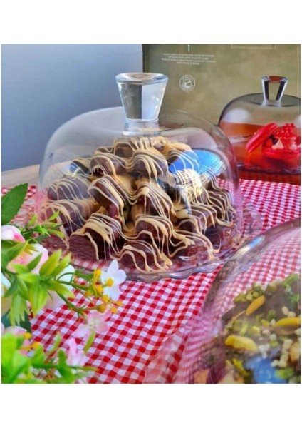 Tekno Trust 26 Patisserie Kek Fanusu 96874 FMA99946 Beyaz Modern Cam Yuvarlak 2 Parça Sunum Tabağı Bpa Free fırsatları