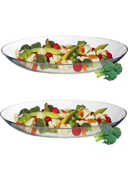 Tekno Trust 25 10358 Invitation 2 Li Oval Servis Kayık Tabak 25 Cm. FMA05206 Modern 2 Parça Cam Bpa Free Beyaz