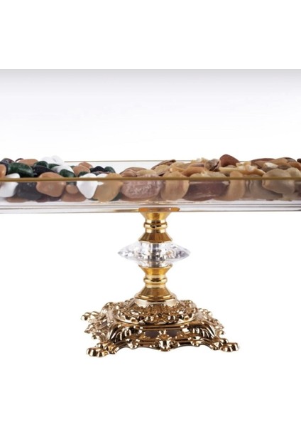 Tekno Trust 1 Metal Ayaklı Gold Detaylı Sunumluk Baton Ayaklı Sunumluk Dikdörtgen Modern Cam Bpa Free Altın fiyatları