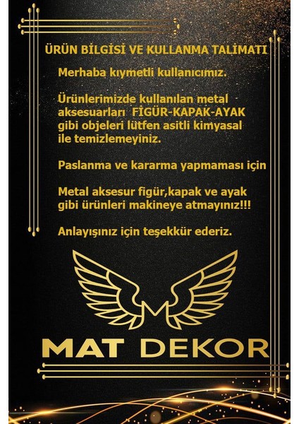 Mat Dekor Cam Küllük Gold Taç Figürlü Bakır Renk Metal Ayaklı