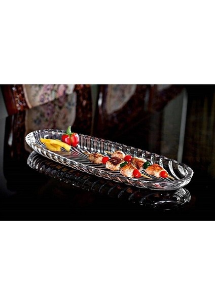 Tekno Trust 2 Parça Glass Cam Kayık Tabak Sunumluk 40 cm 2 Adet Beyaz 40 Modern Porselen Oval Bpa Free Kayık Ta