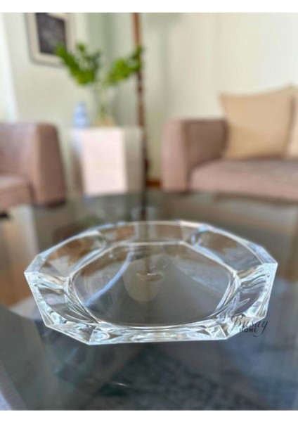 Tekno Trust Modern Busayhome Nude Reflection Serisi Cam Kristal Servis Tabağı, Sunumluk, Sunum Tabağı 1 Cam Bpa modelleri