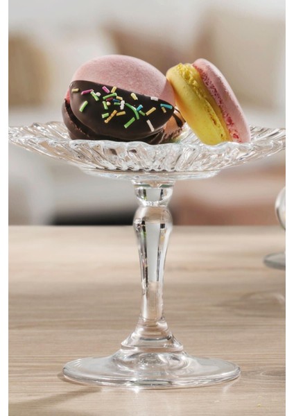 Tekno Trust Modern Patısserıe Ayaklı Servis Tabağı (Ölçülere Dikkat Ediniz) FMA397675 Cam Beyaz Bpa Free Yuvarl