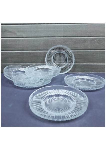 Tekno Trust Cam Riva 6 Lı Çay Tabağı Elysia Çay Bardağı ile Uyumlu 6 Parça Klasik Çay Tabağı Mikrodalgada Kulla