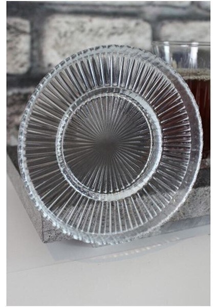 Tekno Trust Cam Riva 6 Lı Çay Tabağı Elysia Çay Bardağı ile Uyumlu 6 Parça Klasik Çay Tabağı Mikrodalgada Kulla modelleri