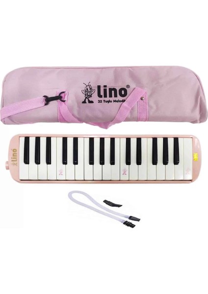 Lino 32 Tuşlu Bez Çantalı Melodika Pastel Pembe