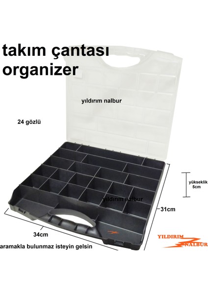 Takım Çantası Organizer 24 Göz Vida Kutusu Şeffaf Kapak Ekonomik