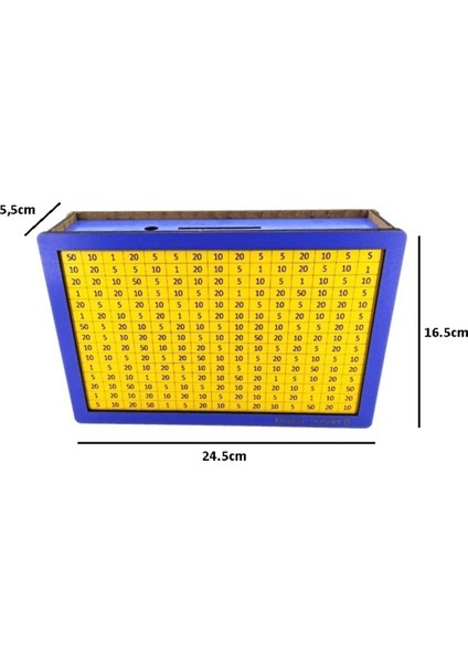 Tekno Trust Parabox Sarı Lacivert Hedefli Para Biriktirme Kumbarası 3.000 Hedefli Ahşap Para Kutusu