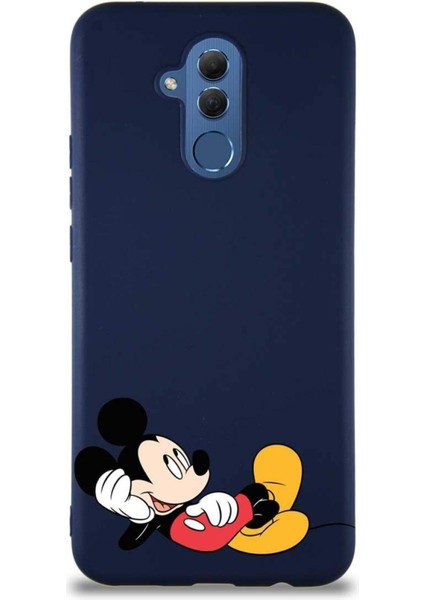 Huawei Mate 20 Lite Soft Premier Kapak Mickey Mouse-F Tasarımlı Silikon Kılıf - Lacivert