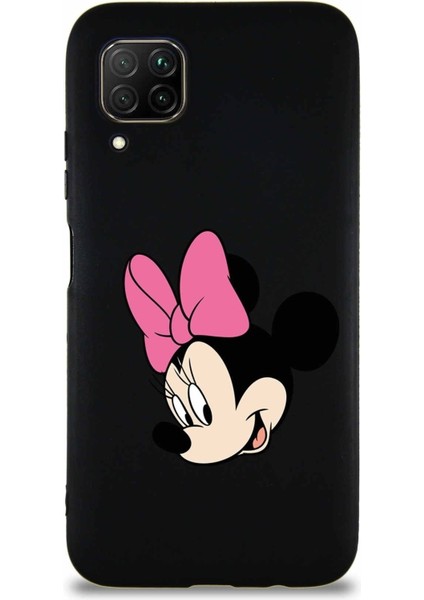 Huawei P40 Lite Soft Premier Kapak Minnie Mouse-B Tasarımlı Silikon Kılıf - Siyah