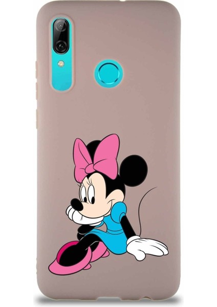 Huawei P Smart 2019 Soft Premier Kapak Minnie Mouse-E Tasarımlı Silikon Kılıf - Pudra