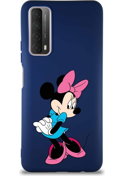 Huawei P Smart 2021 Soft Premier Kapak Minnie Mouse-F Tasarımlı Silikon Kılıf - Lacivert