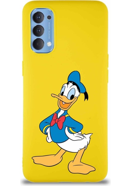 Oppo Reno 4 Soft Premier Kapak Donald Duck-C Tasarımlı Silikon Kılıf - Sarı