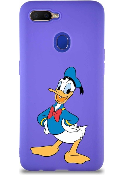 Oppo A12 Soft Premier Kapak Donald Duck-C Tasarımlı Silikon Kılıf - Mor