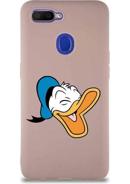 Oppo A12 Soft Premier Kapak Donald Duck-E Tasarımlı Silikon Kılıf - Pudra