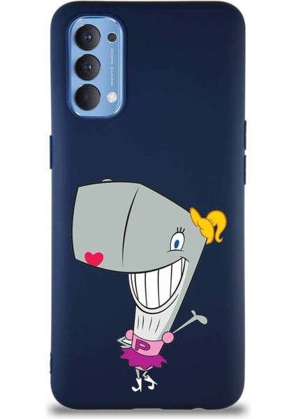 Oppo Reno 4 Soft Premier Kapak Pearl Yengeç Tasarımlı Silikon Kılıf - Lacivert