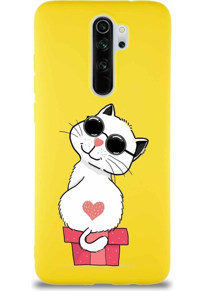 Xiaomi Redmi Note 8 Pro Soft Premier Kapak Coolcat Tasarımlı Silikon Kılıf - Sarı